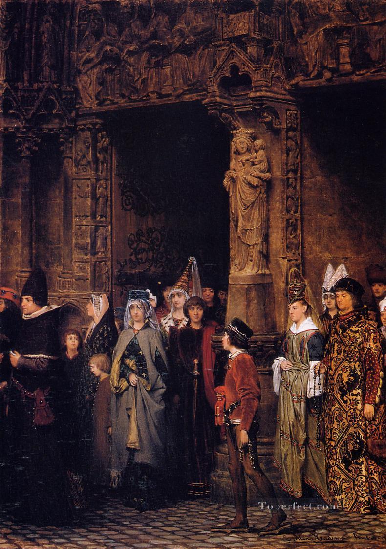 Leaving Church in the Fifteenth Century Romantic Sir Lawrence Alma Tadema Oil Paintings